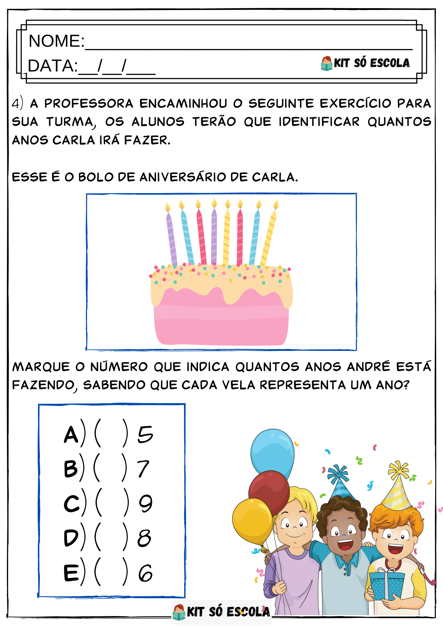 Atividades de Matemática para o 1º Ano para Imprimir