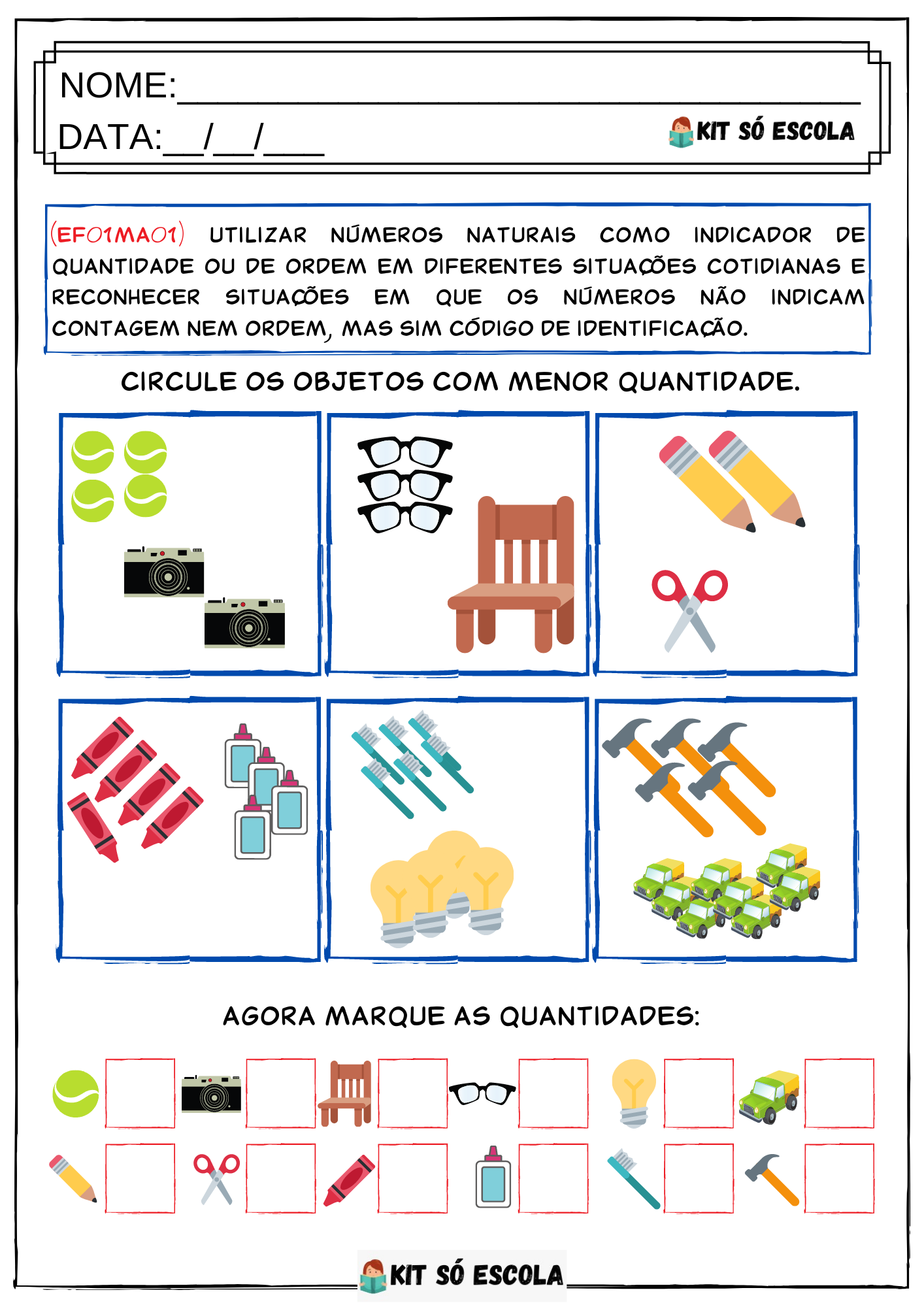 Atividades de Matemática 1° Ano para Imprimir